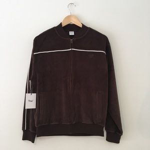 NWT TNA Aritzia Velour Zip-up Track Jacket Brown Size XS